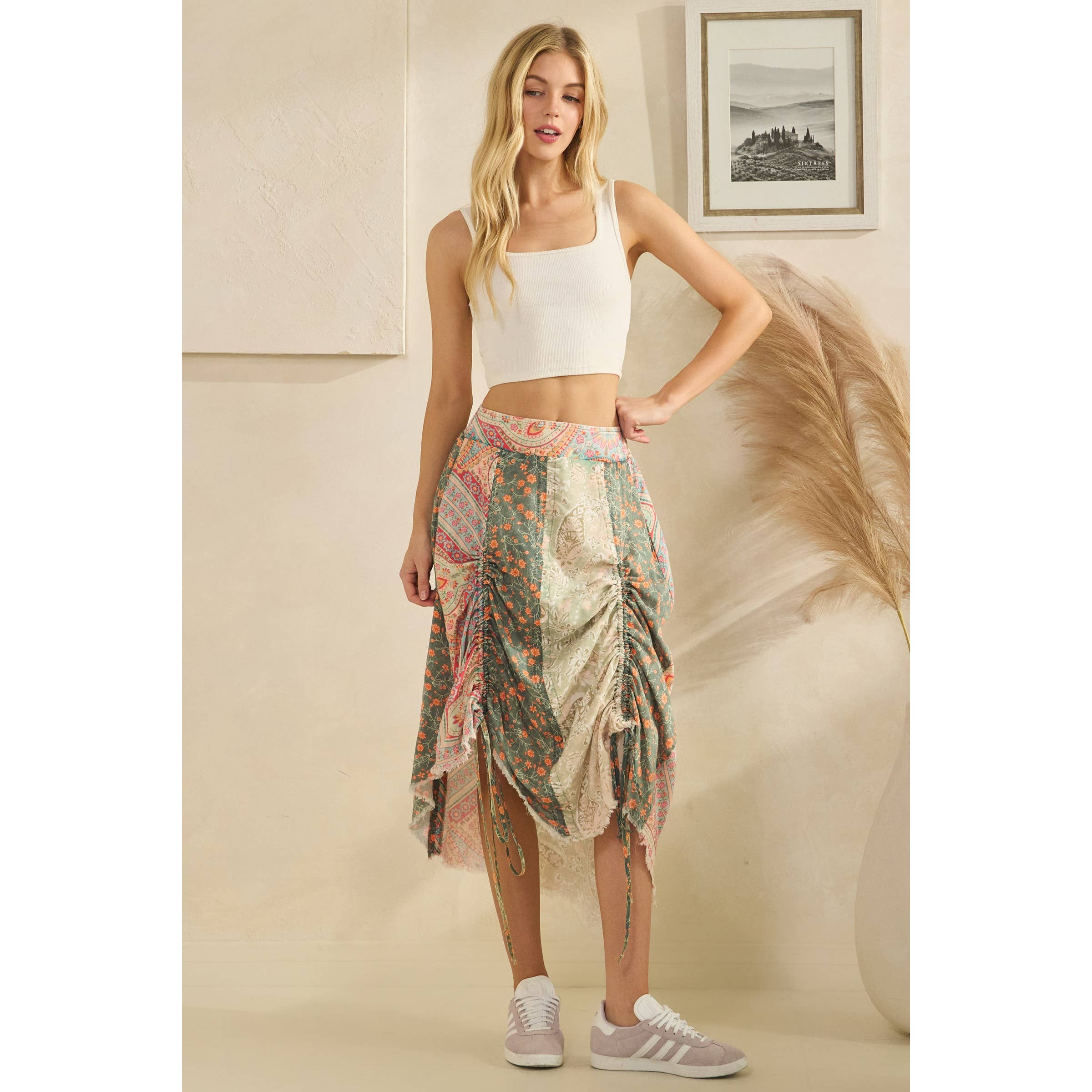 Cinched Patch Mini-Skirt