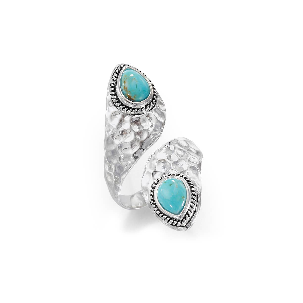 Hammered Sterling And Turquoise Wrap Ring