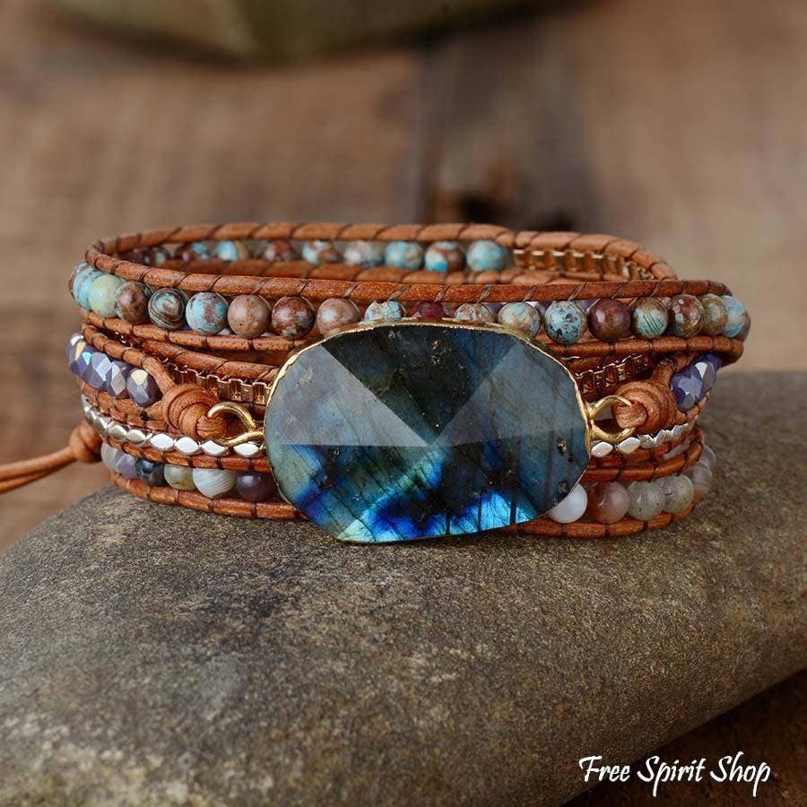 Labradorite Agate & Jasper Wrap Bracelet