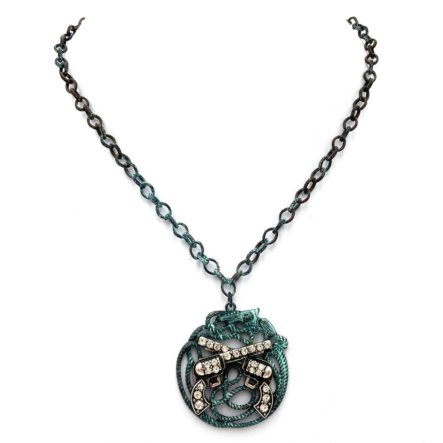 Rhinestone Pistol Necklace with Earrings