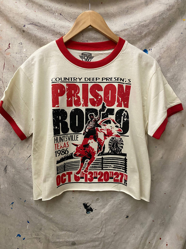 Prison Rodeo Ringer Crop T-Shirt
