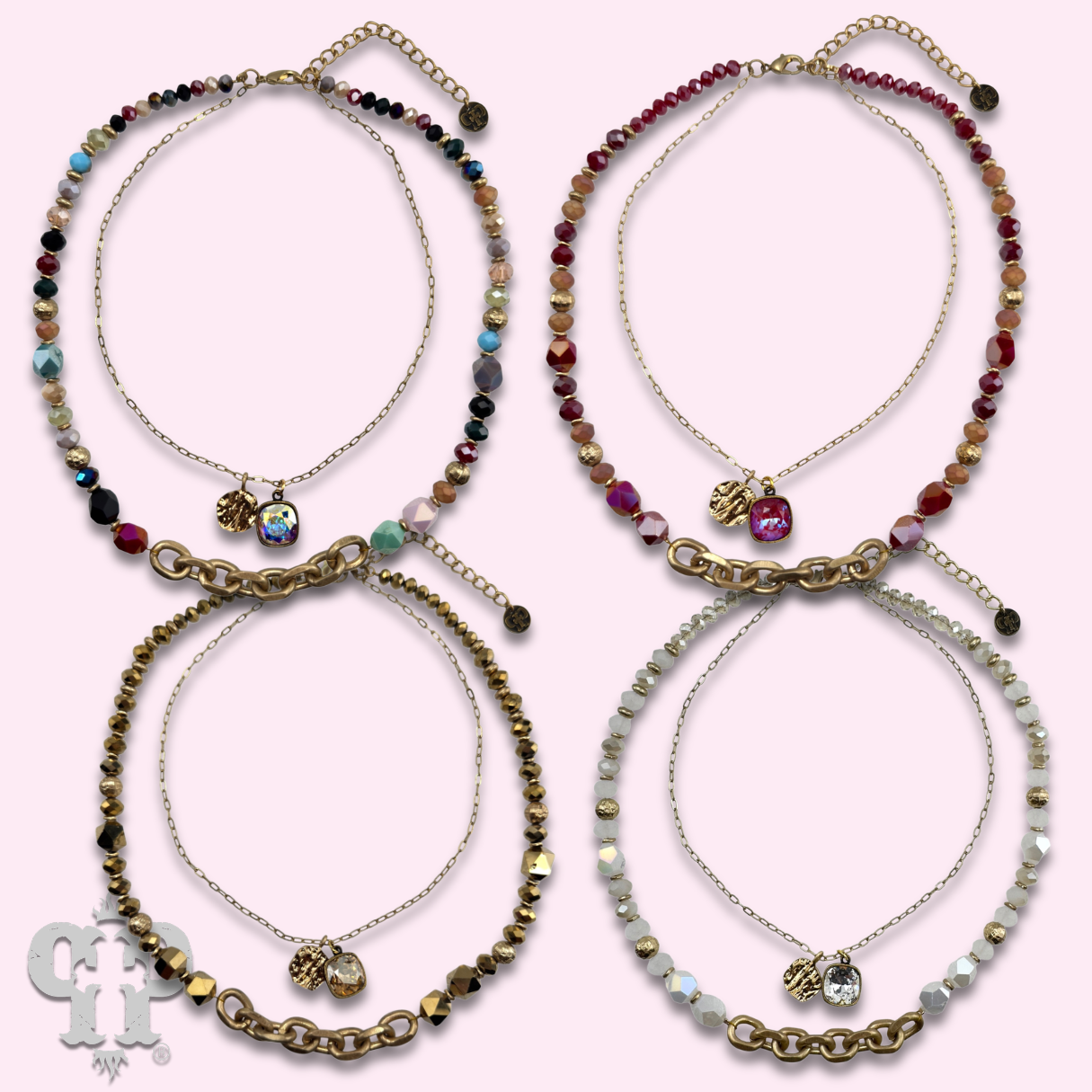 Swarovski® crystals double strand bead choker