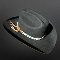 Western Cowhide Leather Turquoise Beaded Hat Band