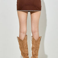 Embroidered Mini Skort, Brown