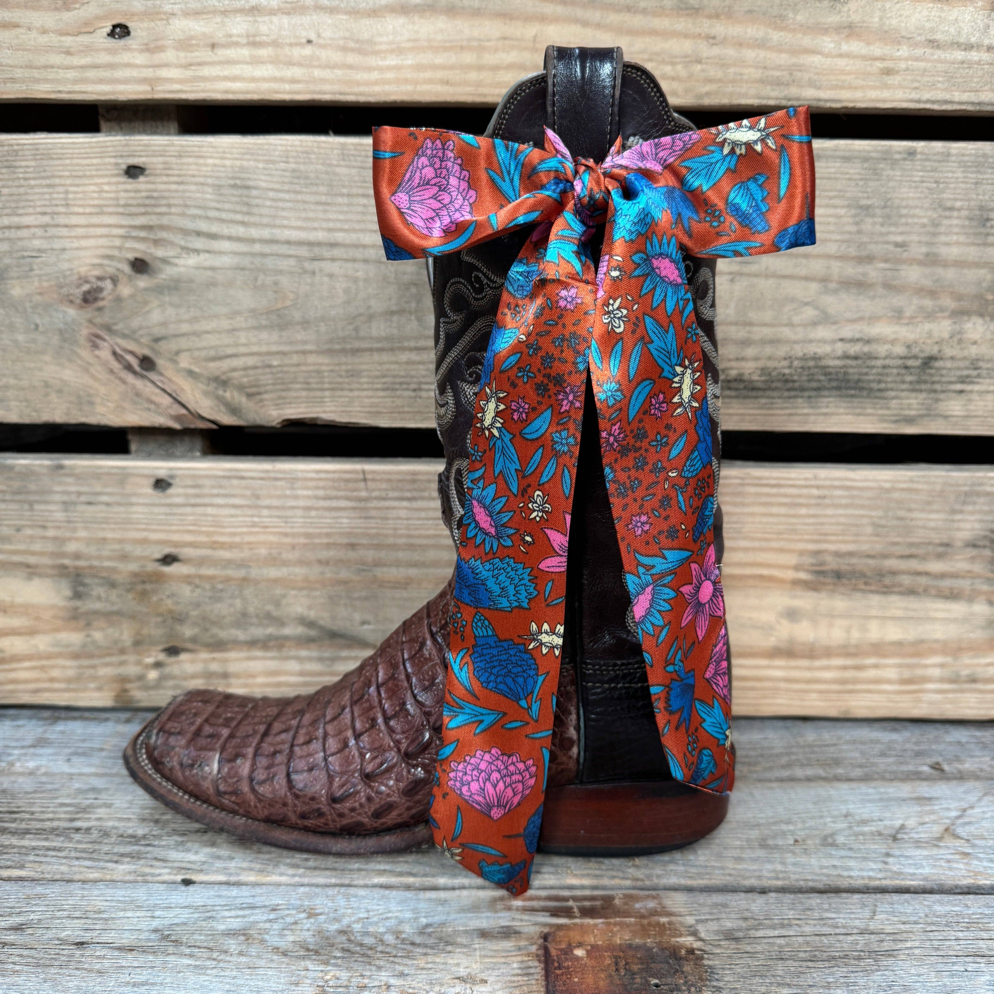 Blue and Rust Western Skinny Mini Wild Rag / Cowgirl Necktie #TW333