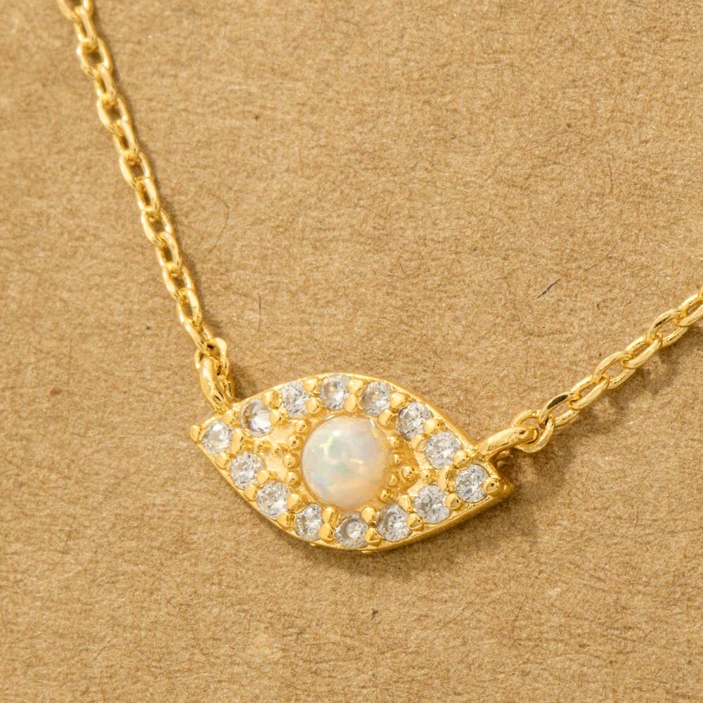 Opal Studded Evil Eye Necklace