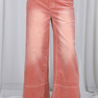 Stone Washed Cotton Corduroy Cropped Pants