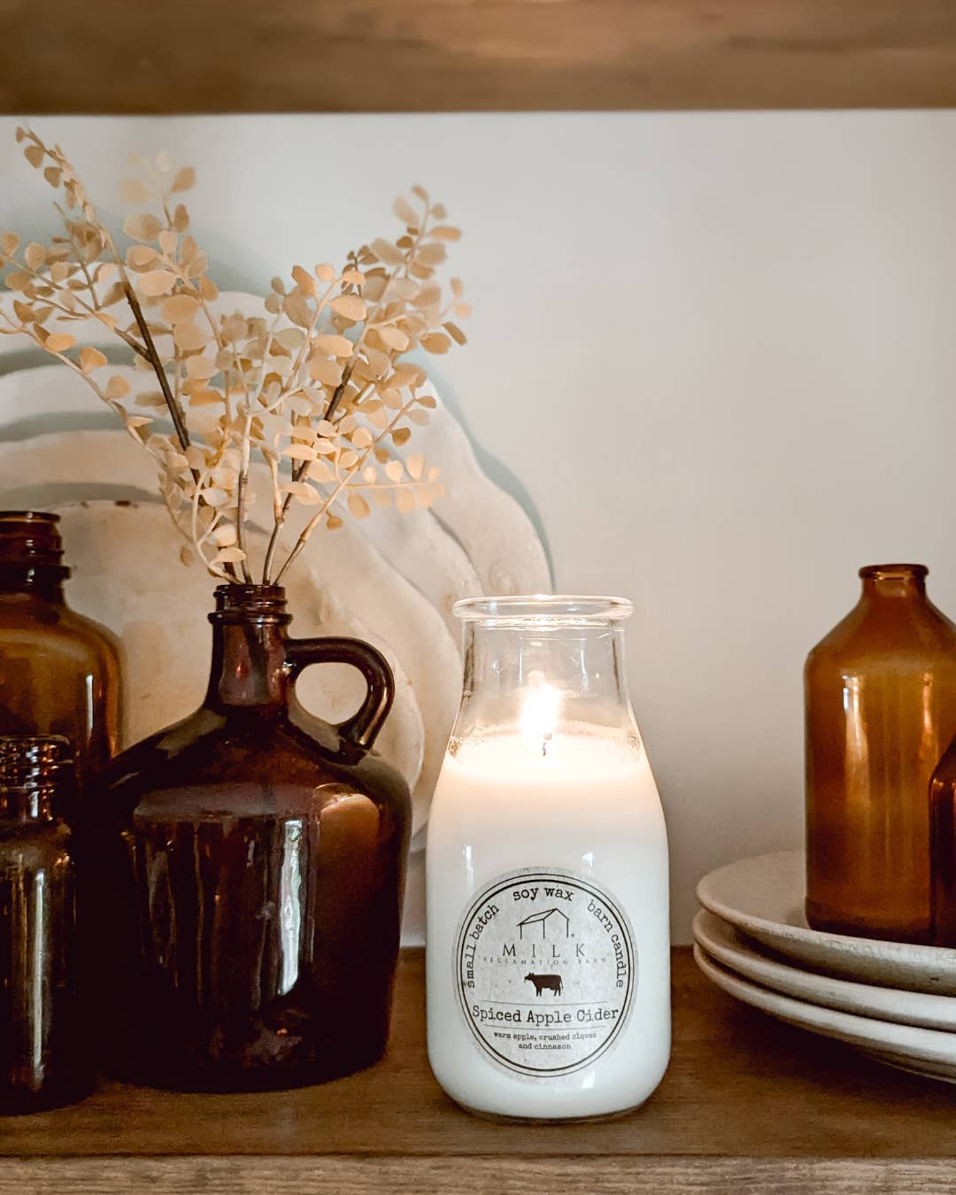 Milk Bottle Candle Spiced Apple Cider