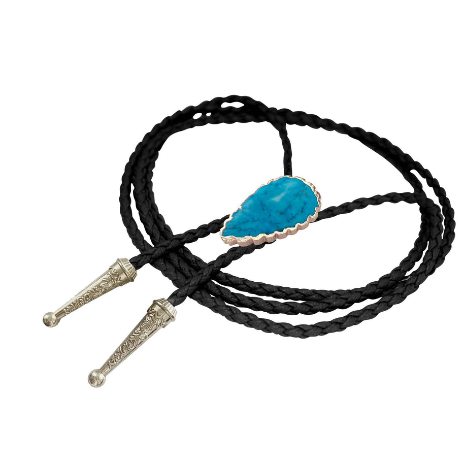 Blue Turquoise Bolo, Silver Accents