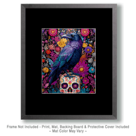 Raven on Calavera Skull Art Print