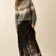 Faux Suede & Lace Buckle Skirt