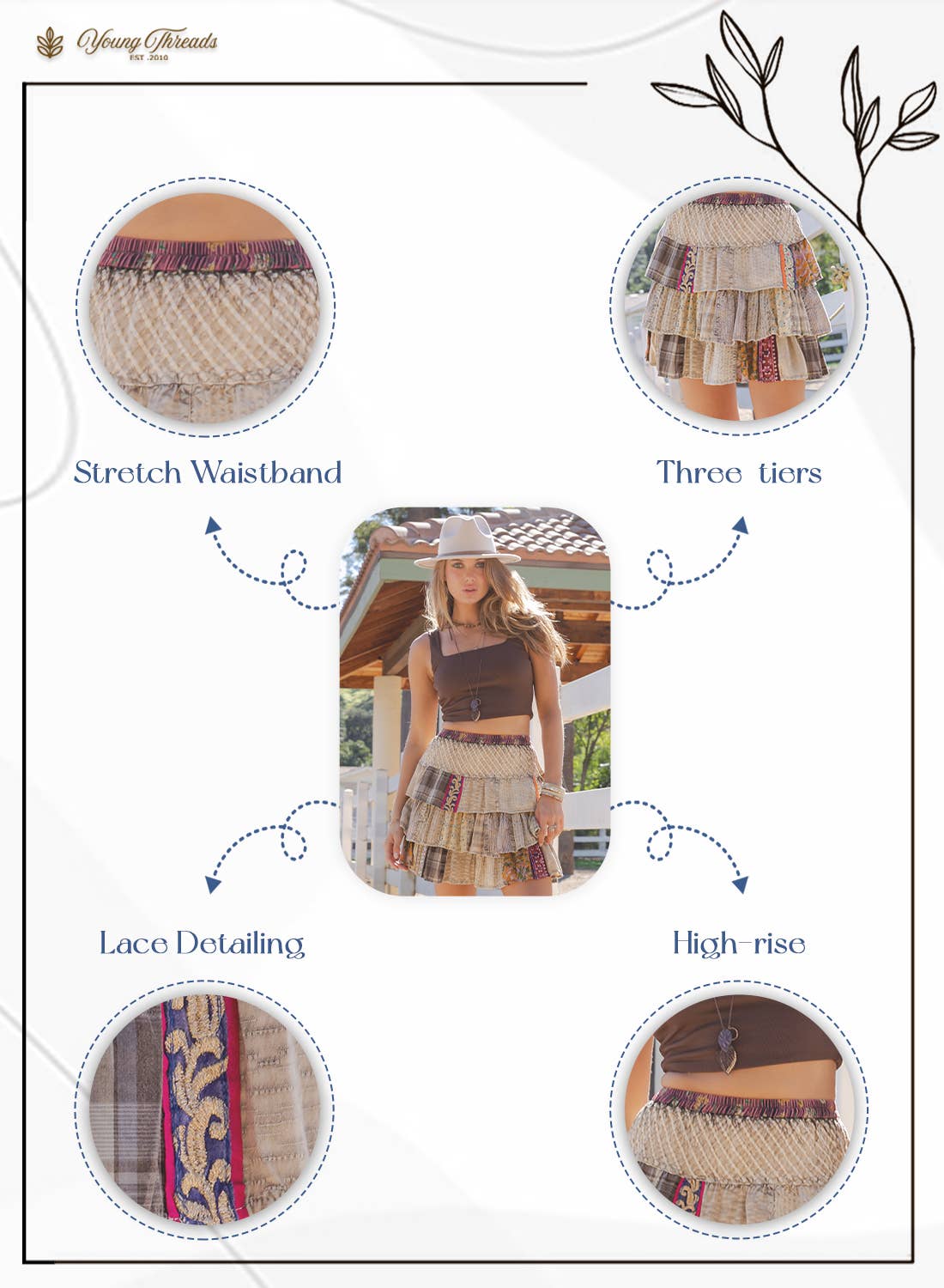 Patchwork Ruffle Tiered Mini Skirt