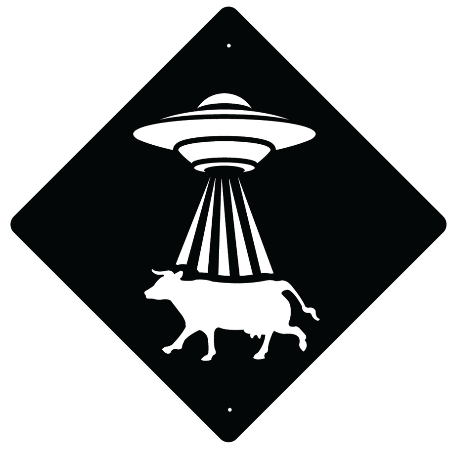 RUSTIC METAL UFO COW SIGN