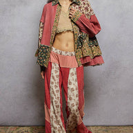 Double Gauze Patchwork Ruffle Shirt