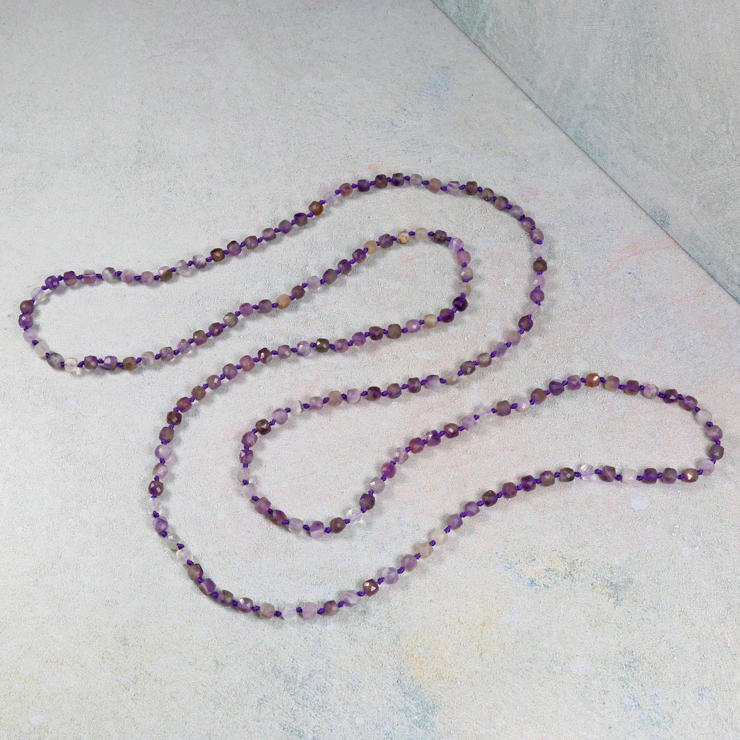 36" 4mm Infinity Squared Micro-cut Amethyst Necklace