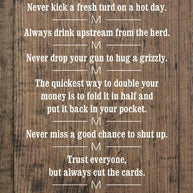 Cowboy Wisdom Vertical Wood Sign