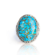 Blue Copper Turquoise Solitaire Ring