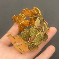 18K GP S. Steel Butterfly Cuff Bracelet