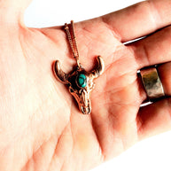 Turquoise Bull Skull Necklace