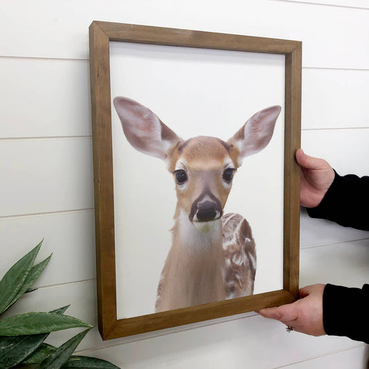 Baby Deer Fawn Wood Sign Cute Animal Wall Art