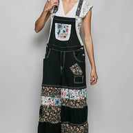 Mixed Media Printed Fabric Overalls