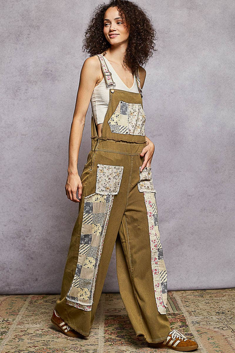 Patchwork & Studs Overalls