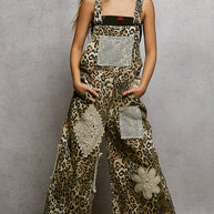 Crochet contrast patch overalls