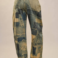 Washed Patchwork Vintage Barrel Jeans