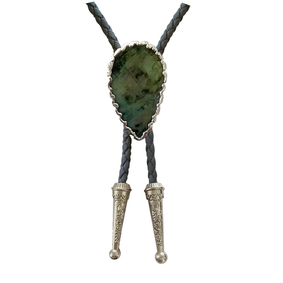 Emerald Bolo Tie, Silver Accents
