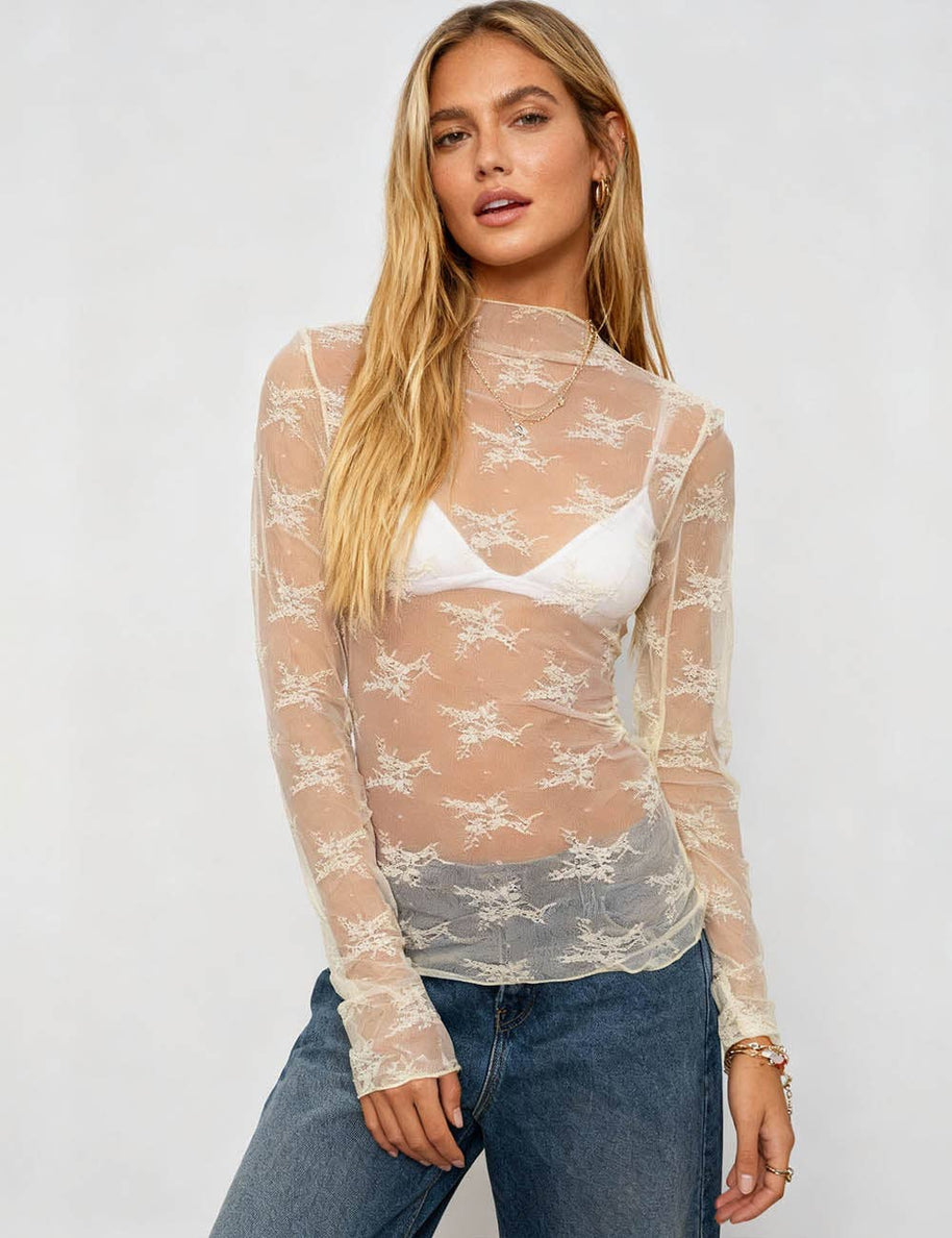 Long-Sleeve Lace Top