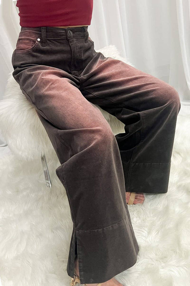 Stone Washed Corduroy Cropped Pants, Charcoal