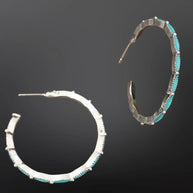 Southwestern Imitation Turquoise Hoop Earrings