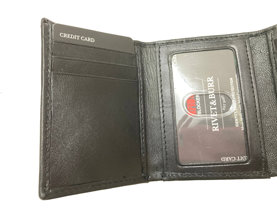 Double Stitch Leather Trifold Wallet