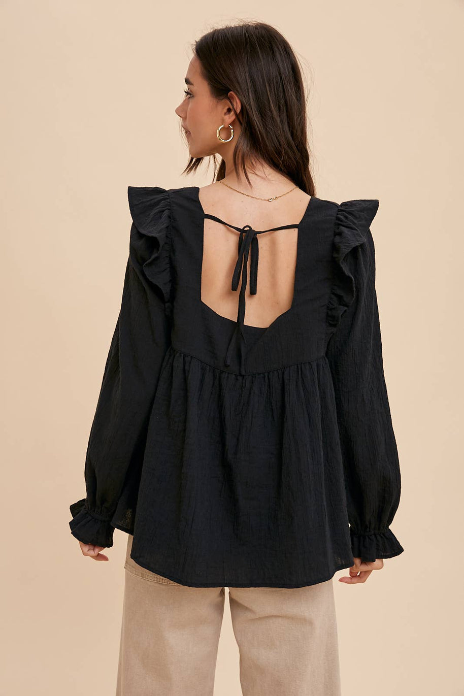 Tie-Back Ruffle Shirt