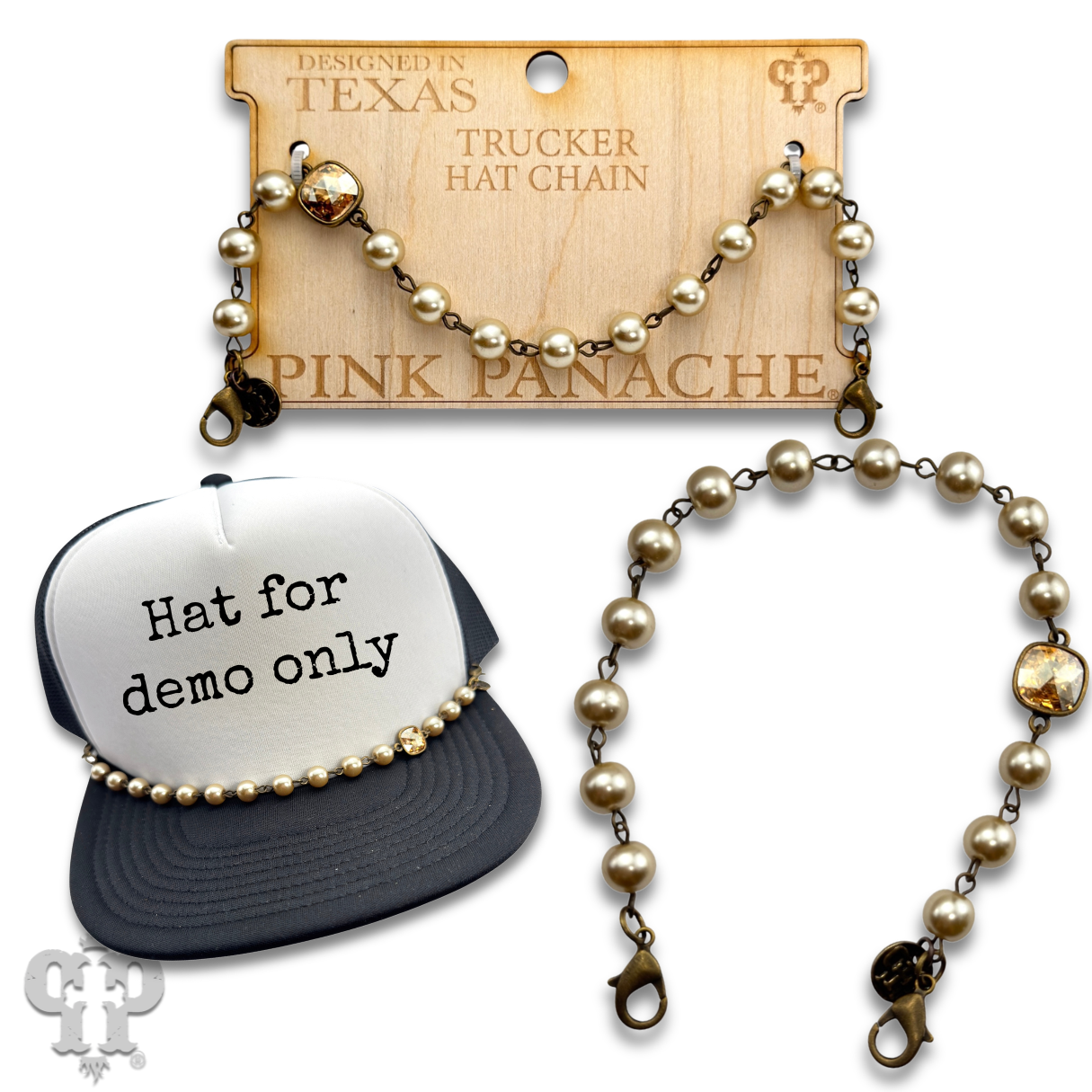 Swarovski® bead hat chain with pearl bead