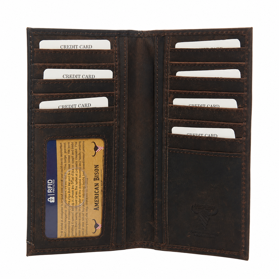 Oil Pull Up Tooled Leather Accent Rodeo Wallet