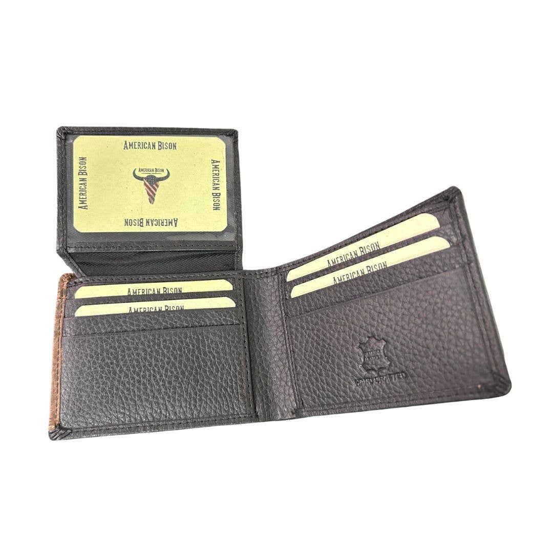 Mixed Media Two Tone Bifold Rodeo Wallet w/ Medallion AB1916