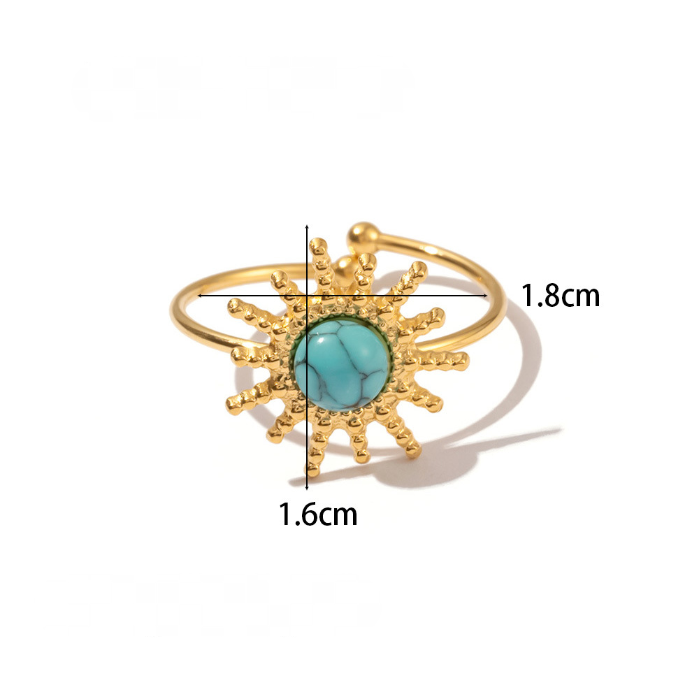 18K Gold-plated Stainless Steel Inlaid Stone Rings