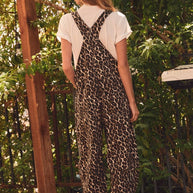 Leopard Printed Patchwork Overall, Plus