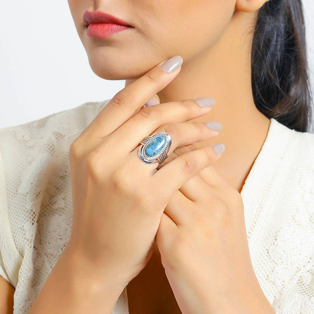 Blue Copper Turquoise Sterling Ring