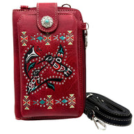Native Embroidered Hummingbird  Crossbody Western Phone Wallet