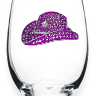 Cowboy Hat Jeweled Stemless Wine Glass