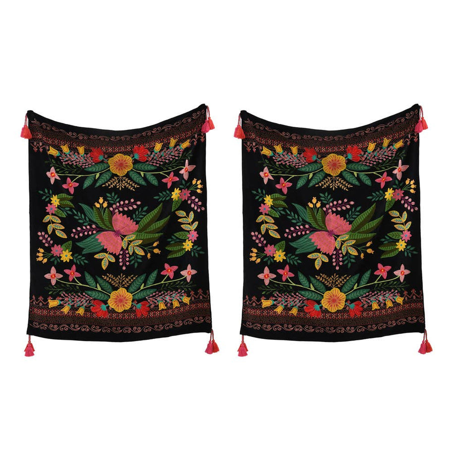 Black Velvet Precious Threads Floral Throw, 50X60