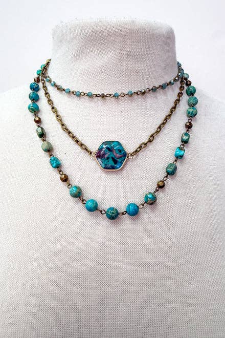 Janet Short Necklace-Turquoise