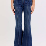 Mid-Rise Flare with Pintuck Jeans, 30
