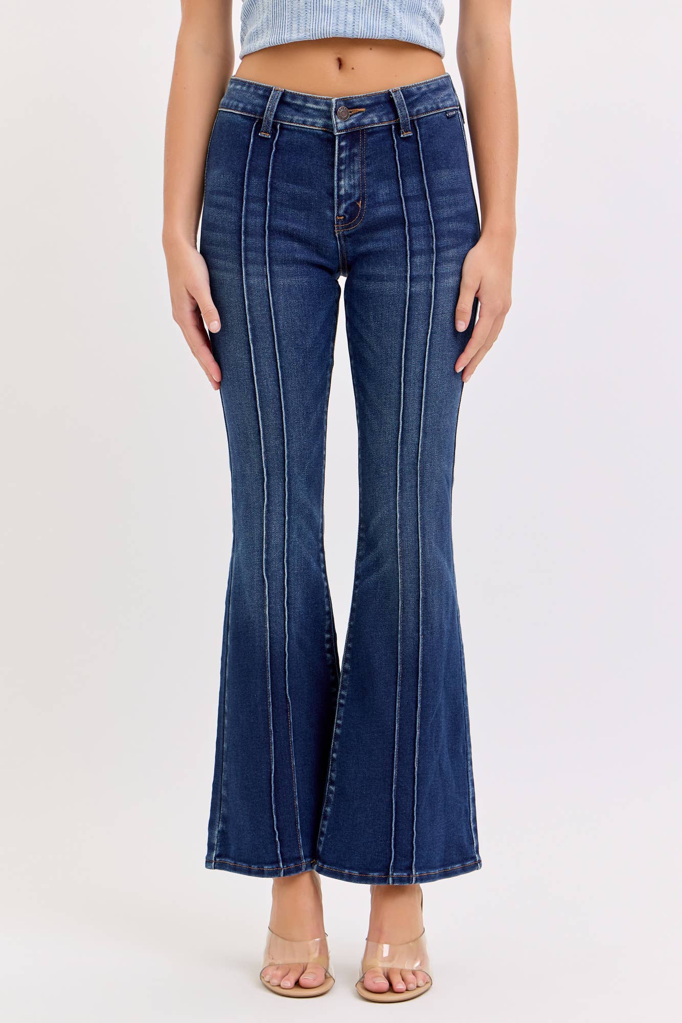 Mid-Rise Flare with Pintuck Jeans, 30
