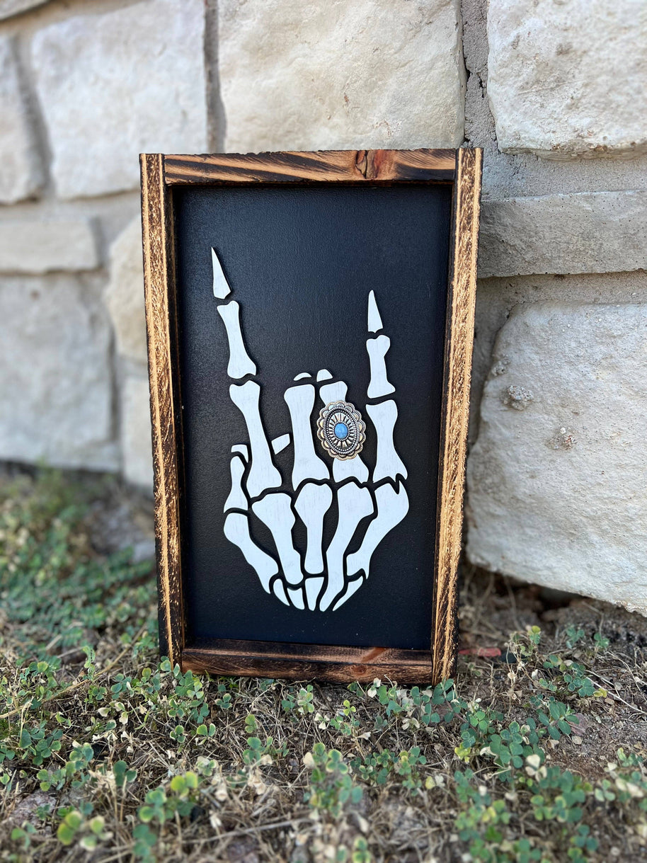 Handmade Rock On Skeleton Hand