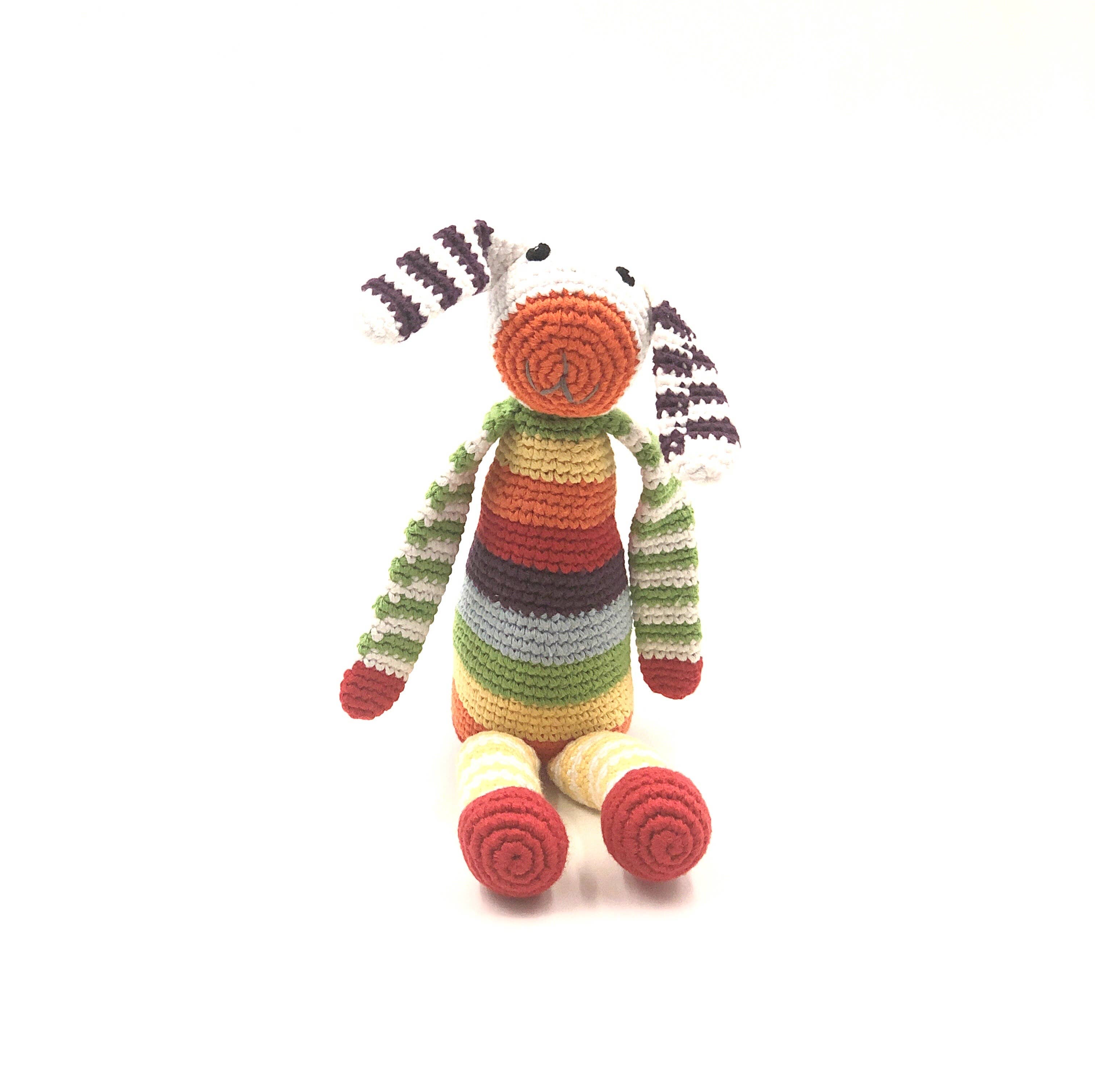 Handmade Crochet Organic Rainbow Bunny