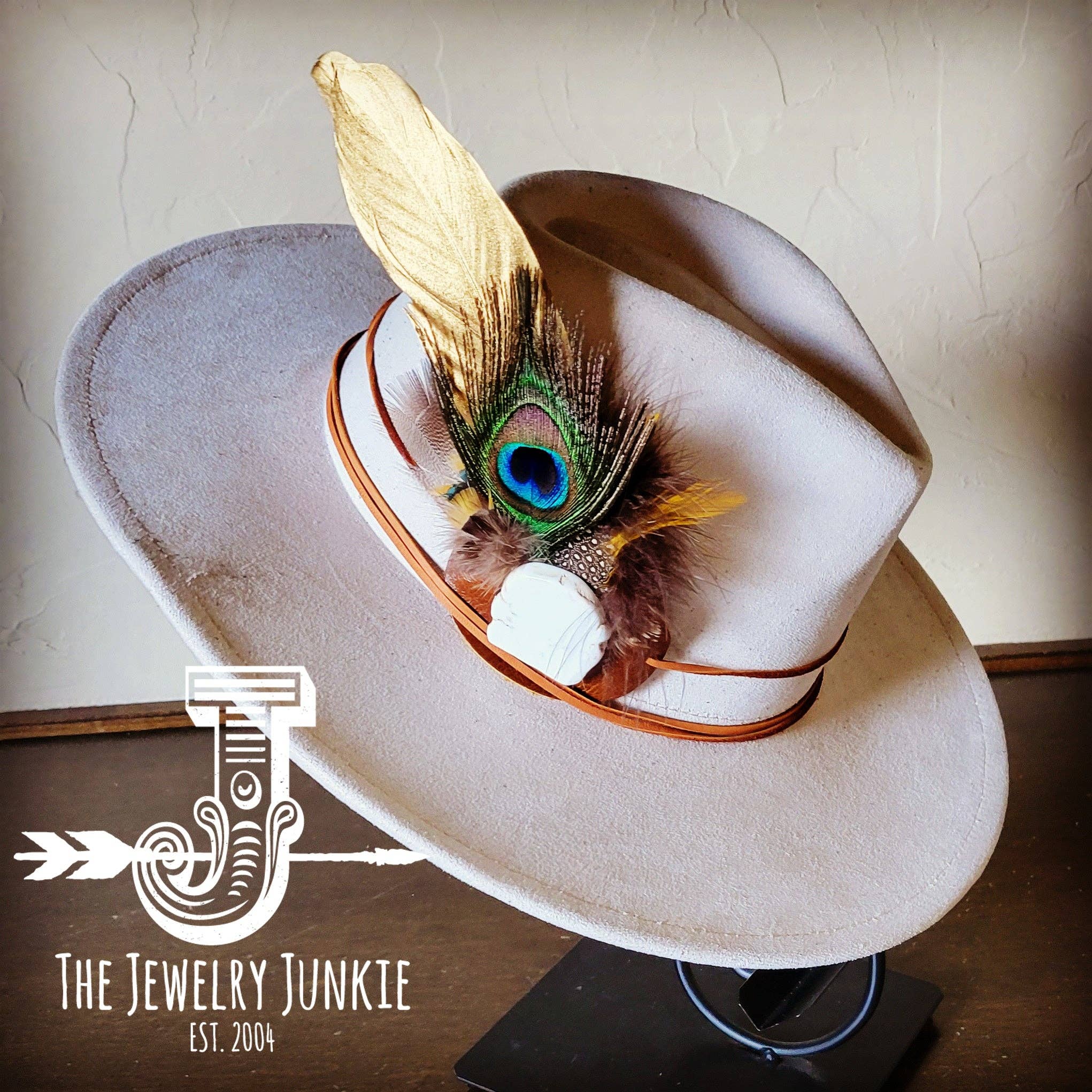 Peacock/Gold Feather Hat Band