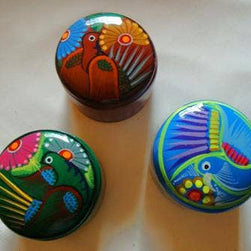 Hand-painted Ceramic Round Box  @3.5-2.5in